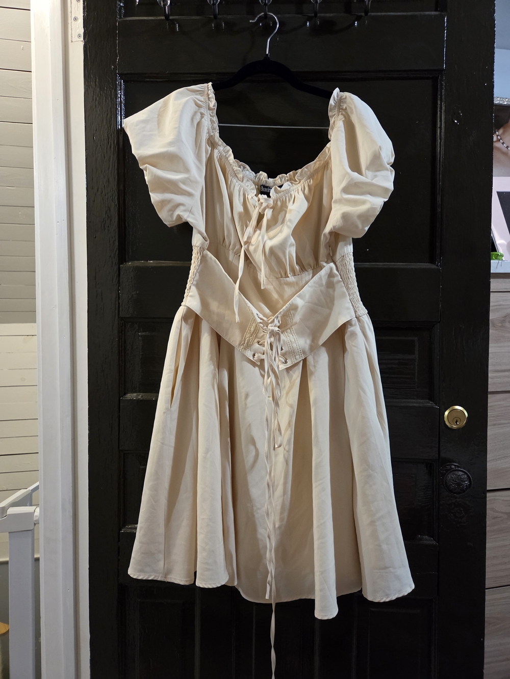 Scarlet Darkness Renaissance Off Shoulder Waist Belt Pockets Dress